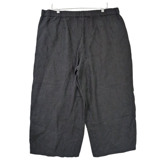 J Jill Love Linen Cropped Wide Leg Pants Womens XL Black Pull On Capsule Travel - Picture 3 of 11